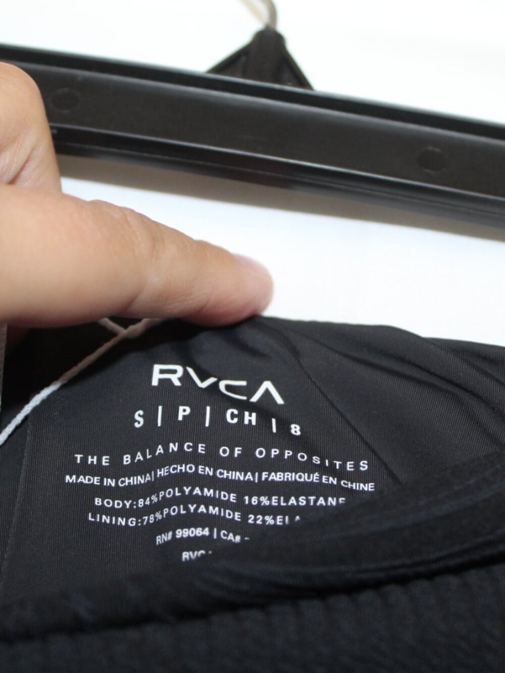 RVCA women's one piece swimsuit size S black texture palm print strapless beach - Picture 9 of 13
